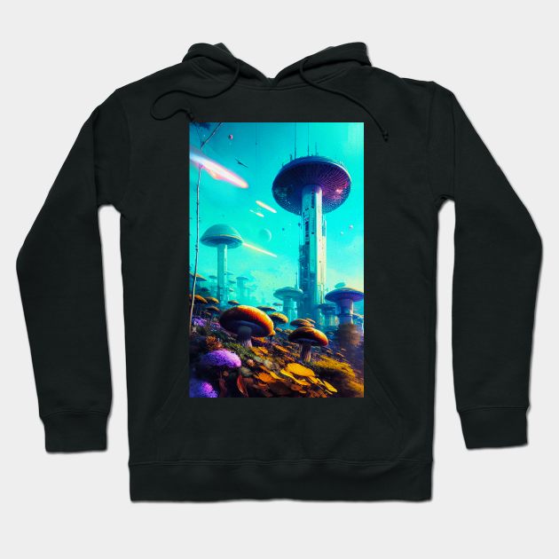 Abstract Another World Mushroom City Hoodie by Voodoo Production